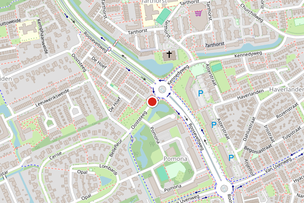 Brandweer-melding op Ooststeeg, Wageningen op 28 juni, kaart-overzicht