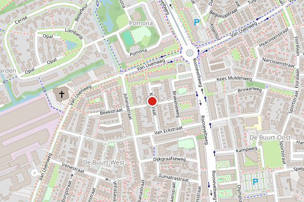 Brandweer-melding op Kruisstraat, Wageningen op 28 juni, kaart-overzicht
