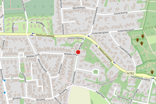 Brandweer-melding op Diedenweg, Bennekom op 28 juni, kaart-overzicht