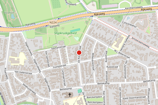 Brandweer-melding op De Ruyterstraat, Ede op 28 juni, kaart-overzicht