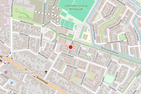 Brandweer-melding op Sportparklaan, Renswoude op 28 juni, kaart-overzicht