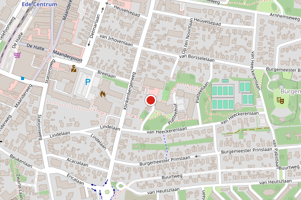 Brandweer-melding op Oldenhofplantsoen, Ede op 28 juni, kaart-overzicht