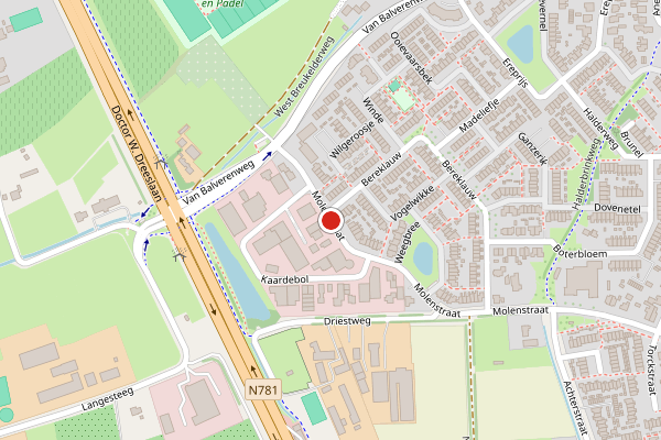 Brandweer-melding op Molenstraat, Bennekom op 30 juni, kaart-overzicht