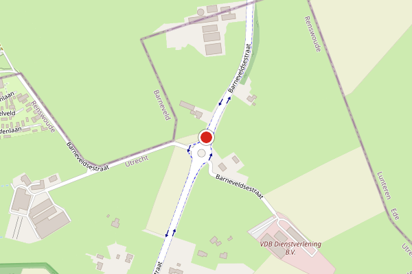 Brandweer-melding op Barneveldsestraat, Renswoude op 1 juli, kaart-overzicht