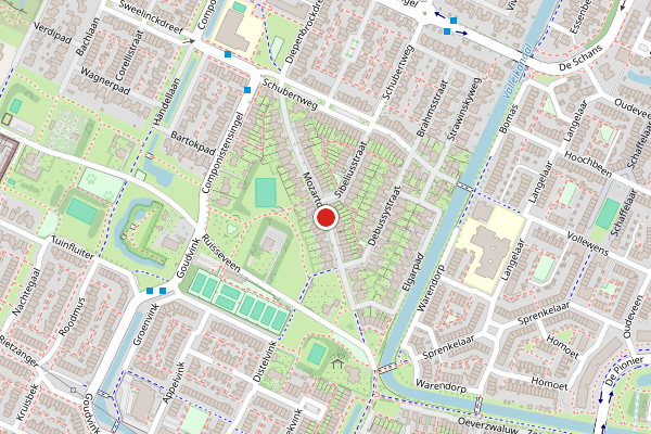 Brandweer-melding op Mozartdreef, Veenendaal op 3 juli, kaart-overzicht