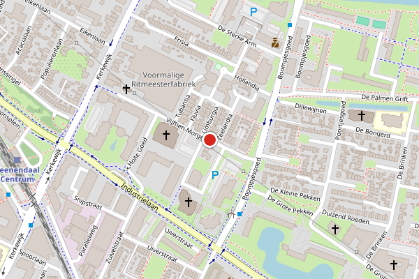 Brandweer-melding op Vijftien Morgen, Veenendaal op 4 juli, kaart-overzicht