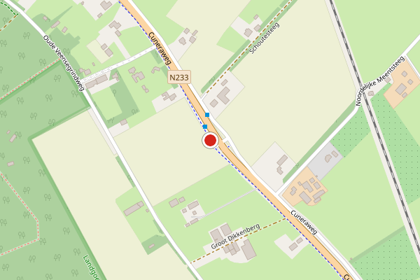Brandweer-melding op Cuneraweg, Rhenen op 5 juli, kaart-overzicht