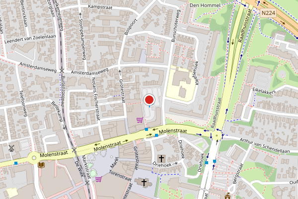 Brandweer-melding op Bunschoterplein, Ede op 5 juli, kaart-overzicht