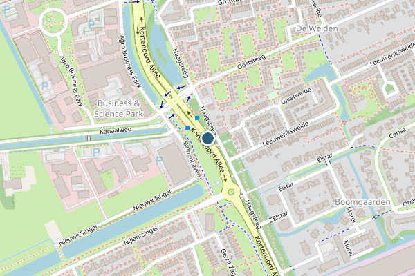 Politie-melding op Kortenoord Allee, Wageningen op 9 mei, kaart-overzicht