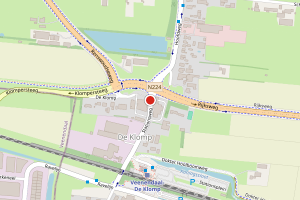 Brandweer-melding op Stationsweg, De Klomp op 9 mei, kaart-overzicht