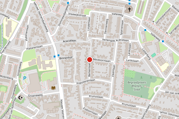 Brandweer-melding op Berkenlaan, Rhenen op 16 juli, kaart-overzicht