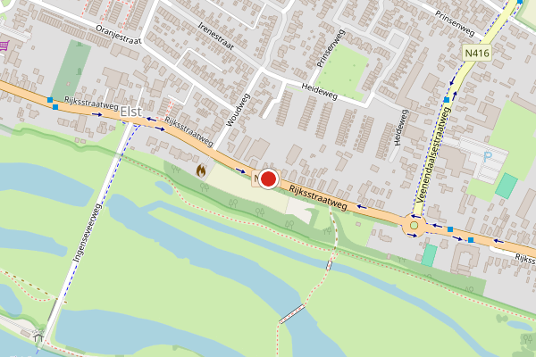 Brandweer-melding op Rijksstraatweg, Elst UT op 22 juli, kaart-overzicht