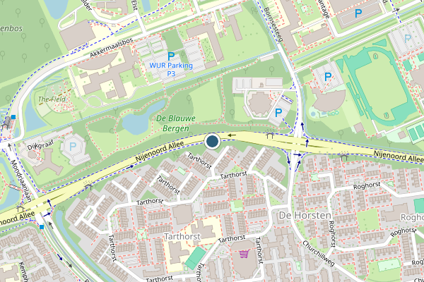 Politie-melding op Nijenoord Allee, Wageningen op 25 juli, kaart-overzicht