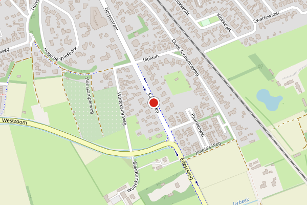 Brandweer-melding op Edeseweg, Lunteren op 16 mei, kaart-overzicht