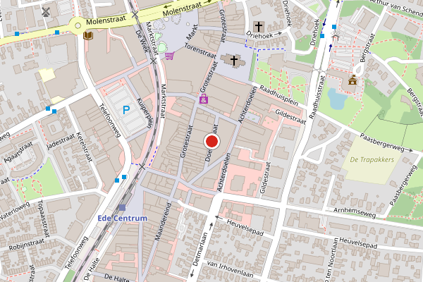 Brandweer-melding op Doelenstraat, Ede op 4 augustus, kaart-overzicht