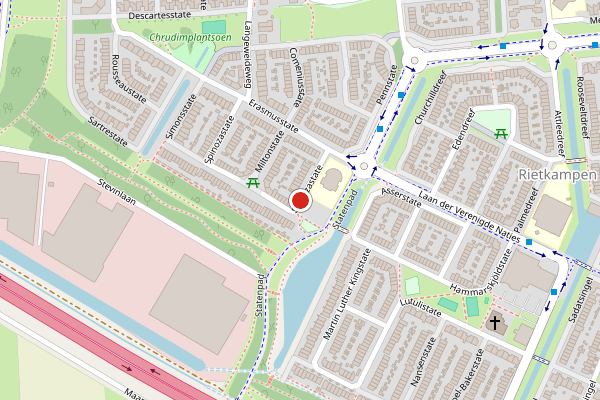 Brandweer-melding op Spinozastate, Ede op 21 mei, kaart-overzicht