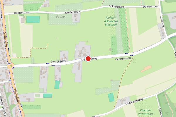 Brandweer-melding op Geertjesweg, Wageningen op 29 mei, kaart-overzicht