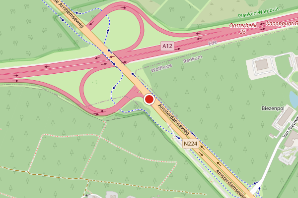 Brandweer-melding op Amsterdamseweg, Ede op 1 juni, kaart-overzicht