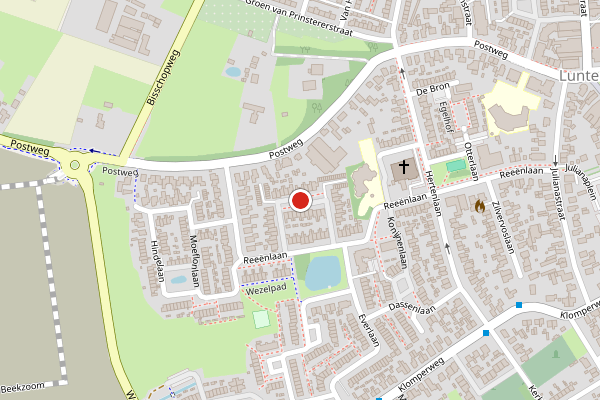 Brandweer-melding op Vleermuislaan, Lunteren op 2 juni, kaart-overzicht