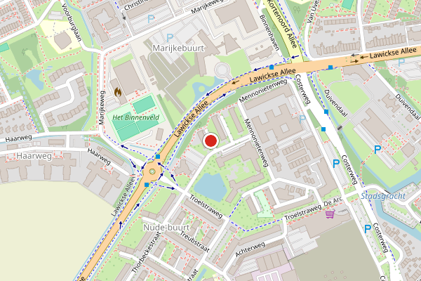 Brandweer-melding op Thorbeckestraat, Wageningen op 4 juni, kaart-overzicht