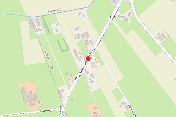Brandweer-melding op Renswoudsestraatweg, Lunteren op 4 juni, kaart-overzicht