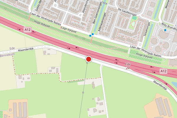 Brandweer-melding op Maanderdijk, Ede op 9 juni, kaart-overzicht