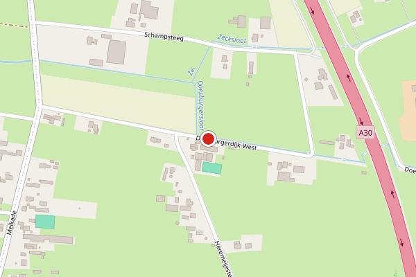 Brandweer-melding op Doesburgerdijk-West, Ede op 19 juni, kaart-overzicht