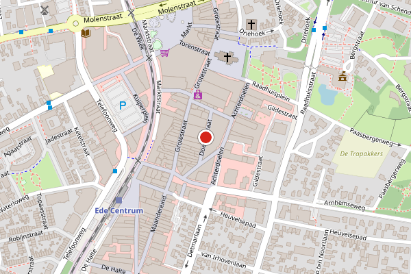 Brandweer-melding op Doelenstraat, Ede op 24 juni, kaart-overzicht