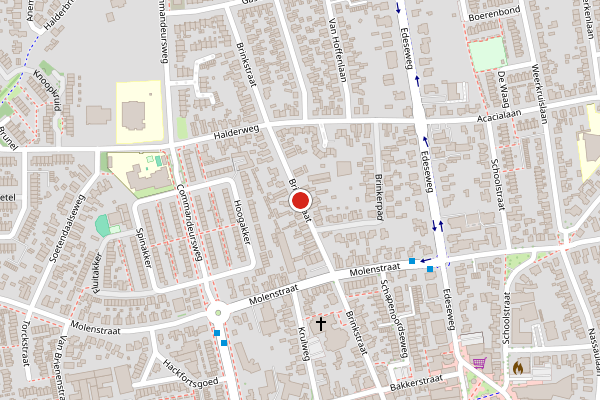 Brandweer-melding op Brinkstraat, Bennekom op 24 juni, kaart-overzicht