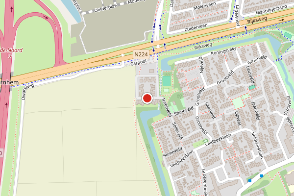 Brandweer-melding op Torenveld, Ede op 25 juni, kaart-overzicht
