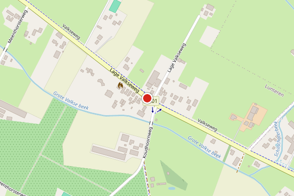 Brandweer-melding op Lunteren op 10 april, kaart-overzicht
