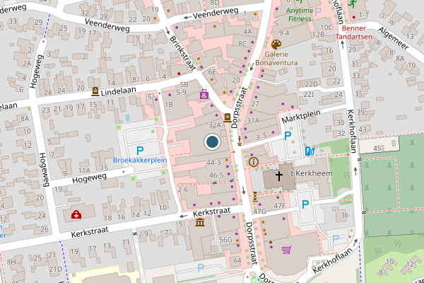 Politie-melding op Dorpsstraat, Bennekom op 5 mei, kaart-overzicht