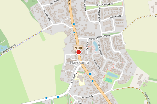 Brandweer-melding op Dorpsstraat, Harskamp op 4 maart, kaart-overzicht